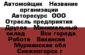 Автомойщик › Название организации ­ Авторесурс, ООО › Отрасль предприятия ­ Другое › Минимальный оклад ­ 1 - Все города Работа » Вакансии   . Мурманская обл.,Снежногорск г.